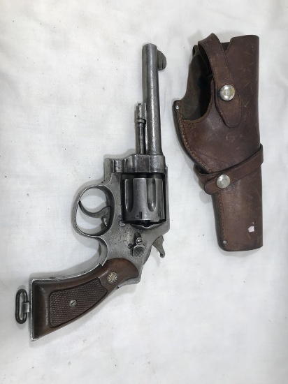 SMITH & WESSON D.A. 45LC US ARMY MODEL 1917 6 SHOT REVOLVER W/ LEATHER HOLSTER