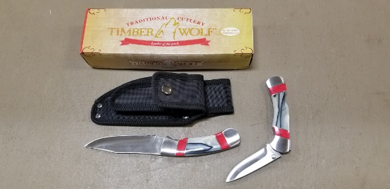 TIMBERWOLF TW260 2 KNIFE SET W/ SHEATH - NIB