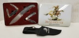 WINCHESTER 2005 LLIMITED EDITION 3 KNIFE SET IN PRESENTATION TIN & A WINCHESTER SHEATH