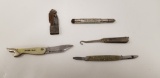 (4) ADVERTISING POCKET KNIVES / ITEMS  & UNION STOCK YARDS BULLET PENCIL