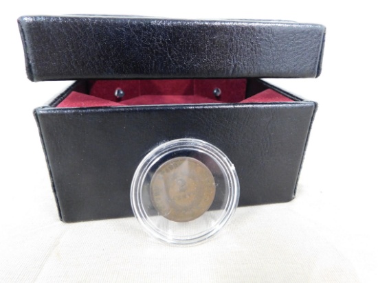1864 2 CENT PIECE IN LIGHTED DISPLAY BOX