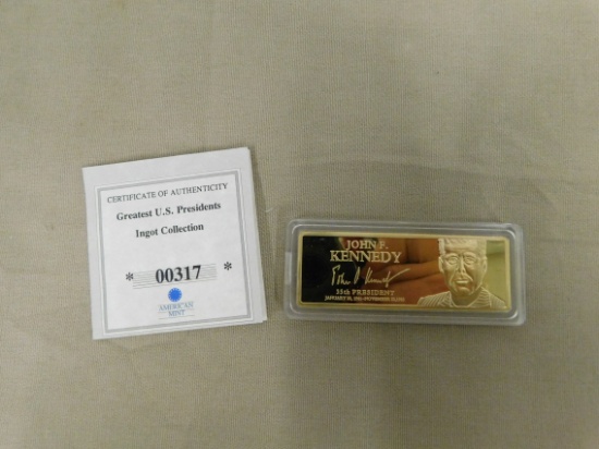 JOHN F. KENNEDY "GREATEST U.S. PRESIDENTS INGOT COLLECTION