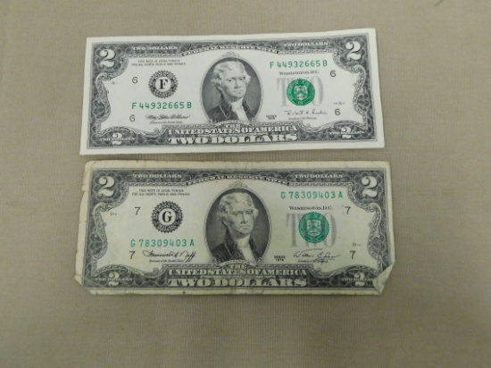 (2) GREEN SEAL $2 FEDERAL RESERVE NOTES