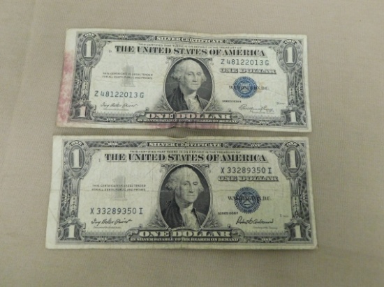 (2) $1 BLUE SEAL SILVER CERTIFICATES