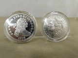 1884 MORGAN SILVER DOLLAR & 1804 HERALDIC EAGLE REVERSE COPY