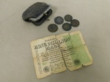 ANTIQUE COIN PURSE W/ FOREIGN AND ANTIQUE COINS