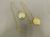 (2) GOLD TONE POCKET WATCHES W/ CHAIN