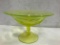 ETCHED YELLOW DEPRESSION GLASS COMPOTE