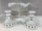 WESTMORELAND MILK GLASS COMPOTE & CANDLE STICKS