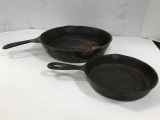 WAGNER CAST IRON SKILLET # 1058C & UNMARKED #3 CAST IRON SKILLET