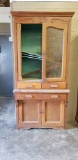 ANTIQUE WOODEN STEP BACK CUPBOARD