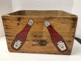 WOODEN BOX WITH HEINZ KETCHUP BOTTLES PRINTED ON SIDE