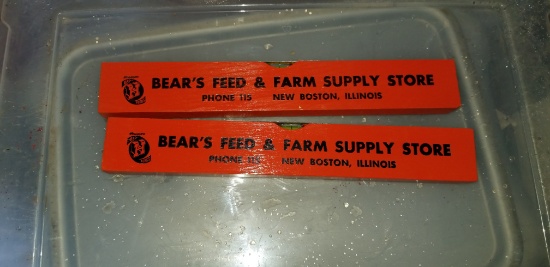 (2) BEAR'S FEED & FARM SUPPLY STORE - NEW BOSTON ILL. LEVELS