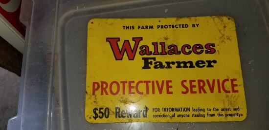 WALLACES FARMER PROTECTIVE SERVICES METAL SIGN