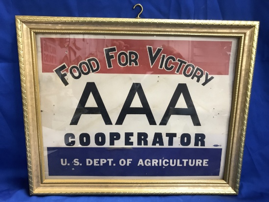 FRAMED AAA COOPERATOR FOOD FOR VICTORY SIGN