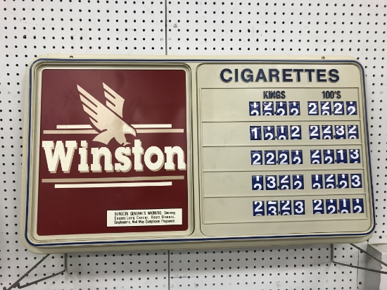 WINSTON CIGARETTES DOUBLE SIDED PRICE SIGN