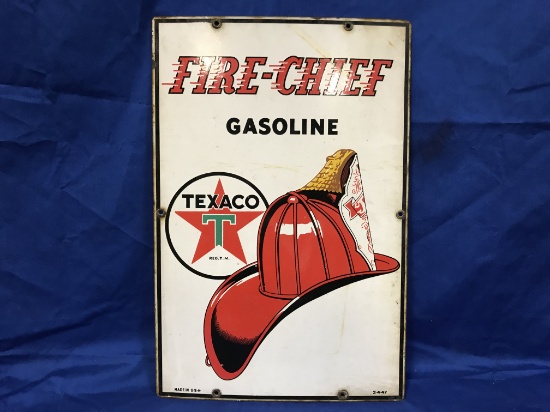 METAL TEXACO GASOLINE FIRE CHIEF SIGN
