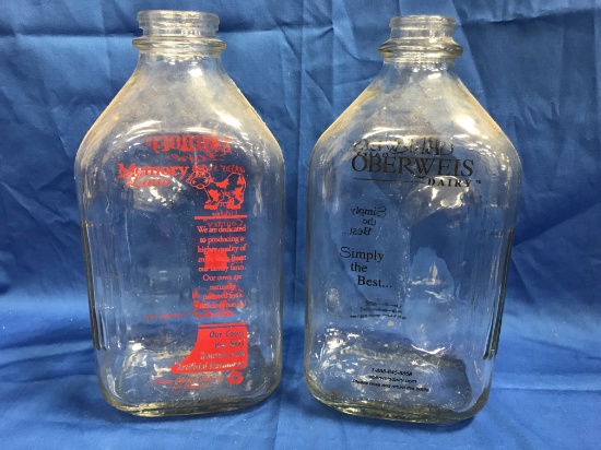 MEMORY LANE & OBERWEIS HALF GALLON MILK BOTTLES