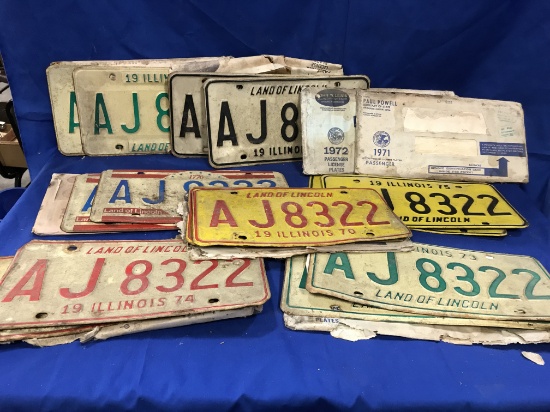 STACK OF 1970'S ILLINOIS LICENSE PLATES - (9) FULL SETS