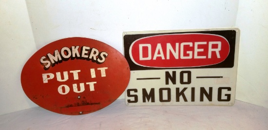 METAL SMOKERS PUT IT OUT & PLASTIC DANGER NO SMOKING SIGNS