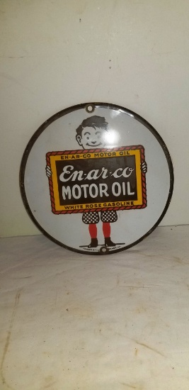 8" PORCELAIN  EN-AR-CO MOTOR OIL SIGN