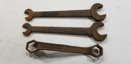 (2) FORD WRENCHES & DELCO LIGHT / SPARK PLUG WRENCH