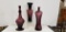 (3) AMETHYST COLORED BOTTLES & VASES