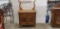 ANTIQUE OAK WASH STAND / DRY SINK WITH TOWEL BAR