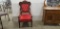 ANTIQUE RED UPHOLSTERED SIDE CHAIR