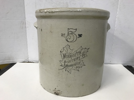 #5 MONMOUTH POTTERY STONEWARE CROCK