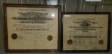 1910 & 1919 FRAMED METHODIST CHURCH ADULT BIBLE SCHOOL AWARDS