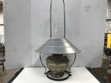 LARGE VINTAGE  ALUMINUM HANGING OIL LAMP