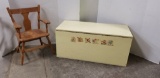 WOODEN TOY BOX & CHILDS CHAIR