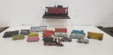 VINTAGE METAL & WOOD TRAIN CARS & AUTOS, TRAIN FIGURINE