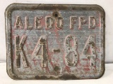 VINTAGE ALEDO FPD METAL HOUSE SIGN