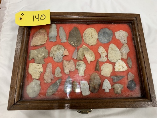 BROKEN ARROWHEADS WITH DISPLAY CASE