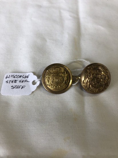 LOT of (2) Wisconsin State Staff Uniform Buttons