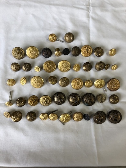 LOT of (50) Military and State Uniform Buttons 1880s - 1950s
