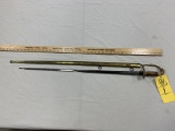 MILITIA ARTILLERY OFFICER'S SWORD W/ SCABBARD - MODEL 1840