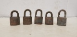 (5) VINTAGE BRASS CORBIN PADLOCKS