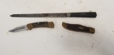 BUCK 112 FOLDING KNIFE, CASE DOUBLE BLADE & HULBERT SHEAR STEEL FIXED BLADE