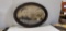 ANTIQUE OVAL TIGERWOOD PICTURE FRAME W/ PICTURE