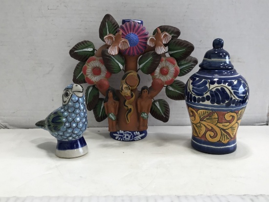 (3) ART POTTERY PIECES - MADE IN MEXICO