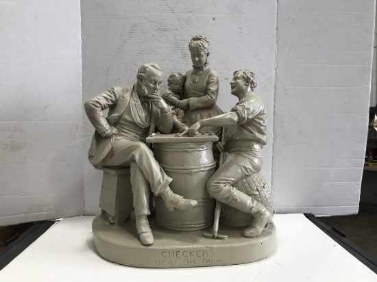 JOHN ROGERS NEW YORK "CHECKERS UP AT THE FARM" STATUE