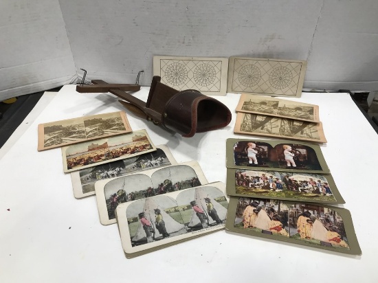 ANTIQUE STEREOSCOPE & ASSORTED SLIDES