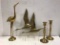 BRASS WATERBIRD, CANDLESTICKS & GEESE WALL PLAQUE