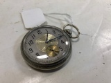 ELGIN 7 JEWEL SILVER TONE POCKET WATCH