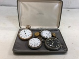 GROUP OF (4) POCKET WATCHES W/SPARE PARTS