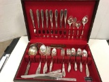 SILVERPLATE FLATWARE IN WOODEN BOX