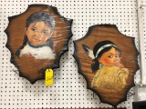 (2) WOOD NATIVE AMERICAN PLAQUES